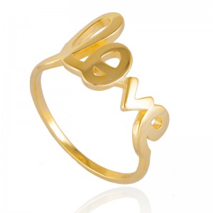New Fashion Design for Firstmadam Custom Pure 18K Real Gold Letter Ring Alphabet Women Diamond Ring
