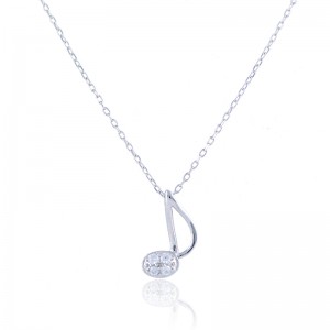 Simple Ladies Sterling Silver Music Note Pendant Necklace