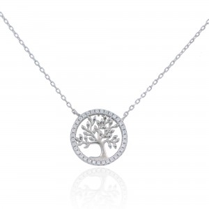 Hot Selling Fashion 925 Sterling Silver Openwork Tree of Life Pendant Necklace