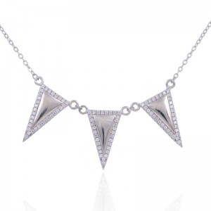 Good Quality 925 Silver Mom Necklace - 2022 Fashion Designer Fashion Glamour Triangle Long Necklace – XH&SILVER