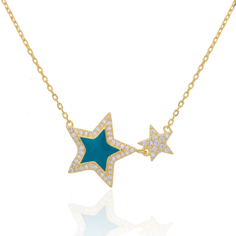Professional Design Bullet Pendant Necklaces - Simple Sparkling Cubic Zircon Star Pendant Necklace for Wedding Party – XH&SILVER