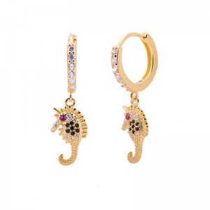 18 Years Factory Pearl Hoop Gold Earrings - Seahorse Dangle Hoop Earrings Silver Multicolored Zircon Seahorse Earrings – XH&SILVER