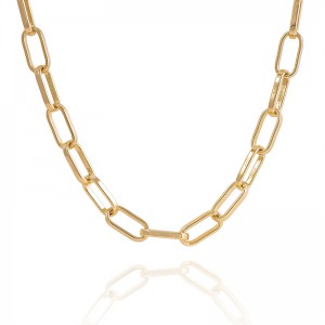 14k Yellow Gold Plated Flat Paperclip Chain Extra