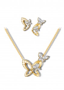 925 Sterling Silver Butterfly Earring Necklace Set For Women