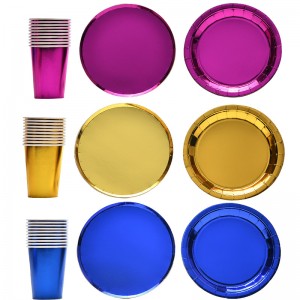 Disposable Multi Color Round Shape Paper Plates Cups Party Decorations Supplies Other Tableware