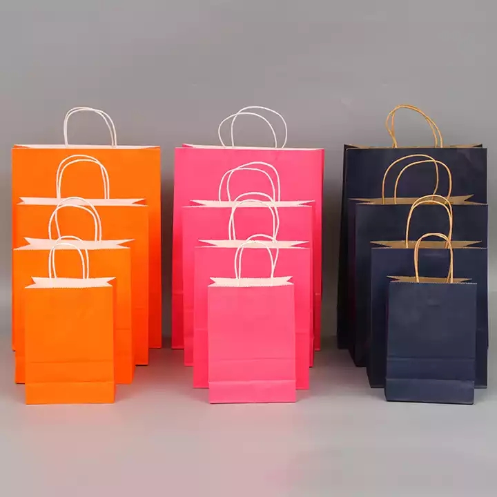 Custom LOGO Kraft Paper Bag 12 Solid Colors Festival Gift Package