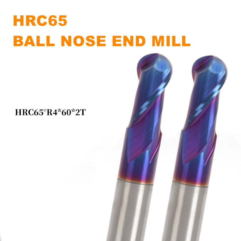 HRC65 Blue Nano Cover 2 Flutes Ball Nose End Mills (1)