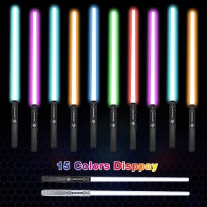 2023 New Luminous Popular Lightsaber 15 RGB Colors Changing Rechargeable Cosplay Transfiguration Toy Light Saber Sword
