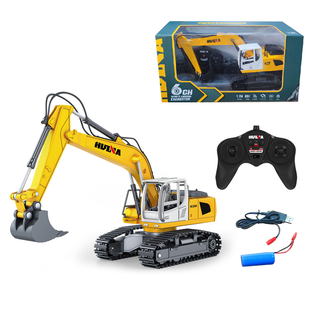 Xinfei 30mins play time  1:24 scale 6 channel rc construction toy trucks excavator wholesale