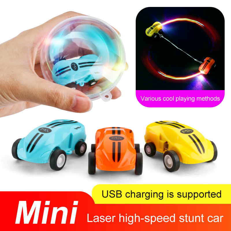 Newest Wholesale Key Ring Micro Pocket Racer Mini Toys Rechargeable Mini Stunt Cars with Flashing LED