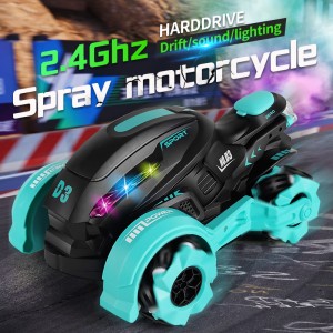 2.4G radio control spray stunt rc motorcycles plastic small toy factory
