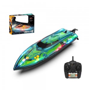 2023 new transparent hull led light high speed ship fast rc racing boat radio control outdoor toys