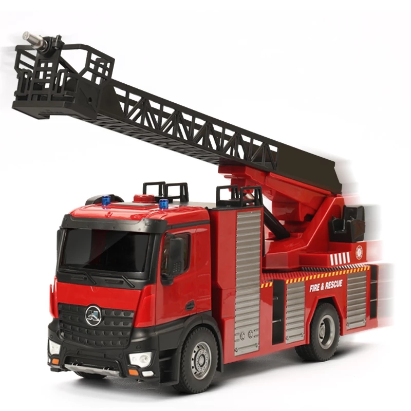 1:14 Scale 22CH Simulation Sound Light 1561 RC Fire Truck Toys With Ladder And Water Spray