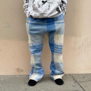manufacture high quality mohair flare fleece sweatpants flared joggers knitted men mohair flare pants
