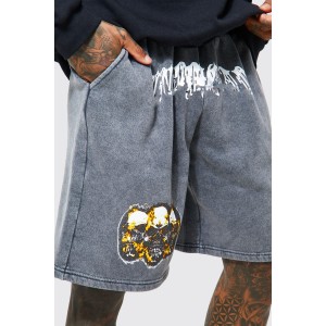 ການອອກແບບ custom streetwear vintage summer ວ່າງ oversized ອາຊິດ unisex ລ້າງພິມຜູ້ຊາຍ sweat shorts