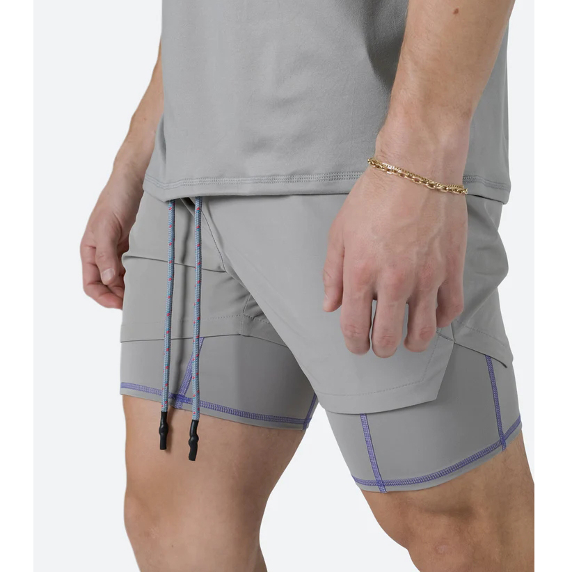 custom high quality design plain 5 inch 2 in 1sports gym running unisex mesh men shorts