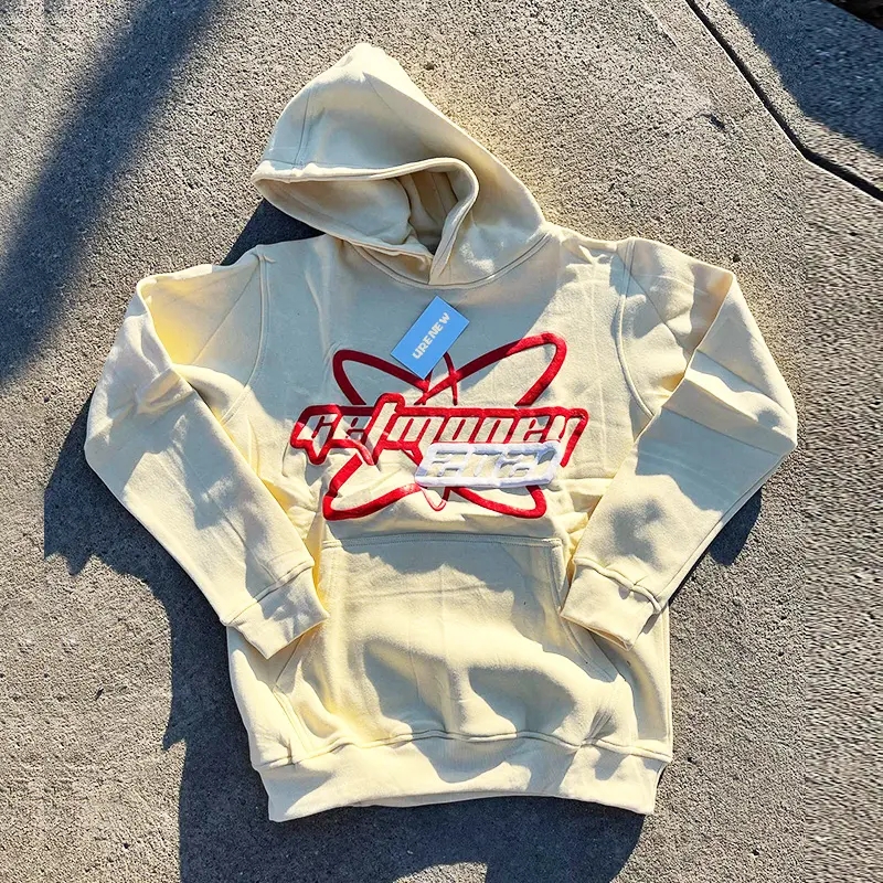 custom na logo mataas na kalidad french terry streetwear blangko polyester plain vintage heavyweight oversized unisex puff print hoodie