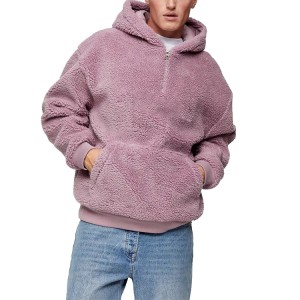 Factory Price For Wool Full Zip Hoodie - Oem Custom Letter Embroidery 14 Zip Fuzzy Hoodies Winter Heavy Weight Teddy Man Sherpa Hoodie – Xinge Clothing