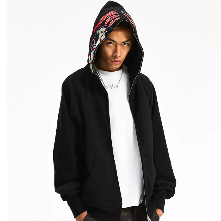High Quality Custom hip hop streetwear oversized printed woven anime tapestry hoodie Balaclava Hoody oem