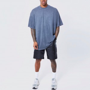 wholesale men streetwear high quality short sleeve 100% cotton black puff print men t-shirt