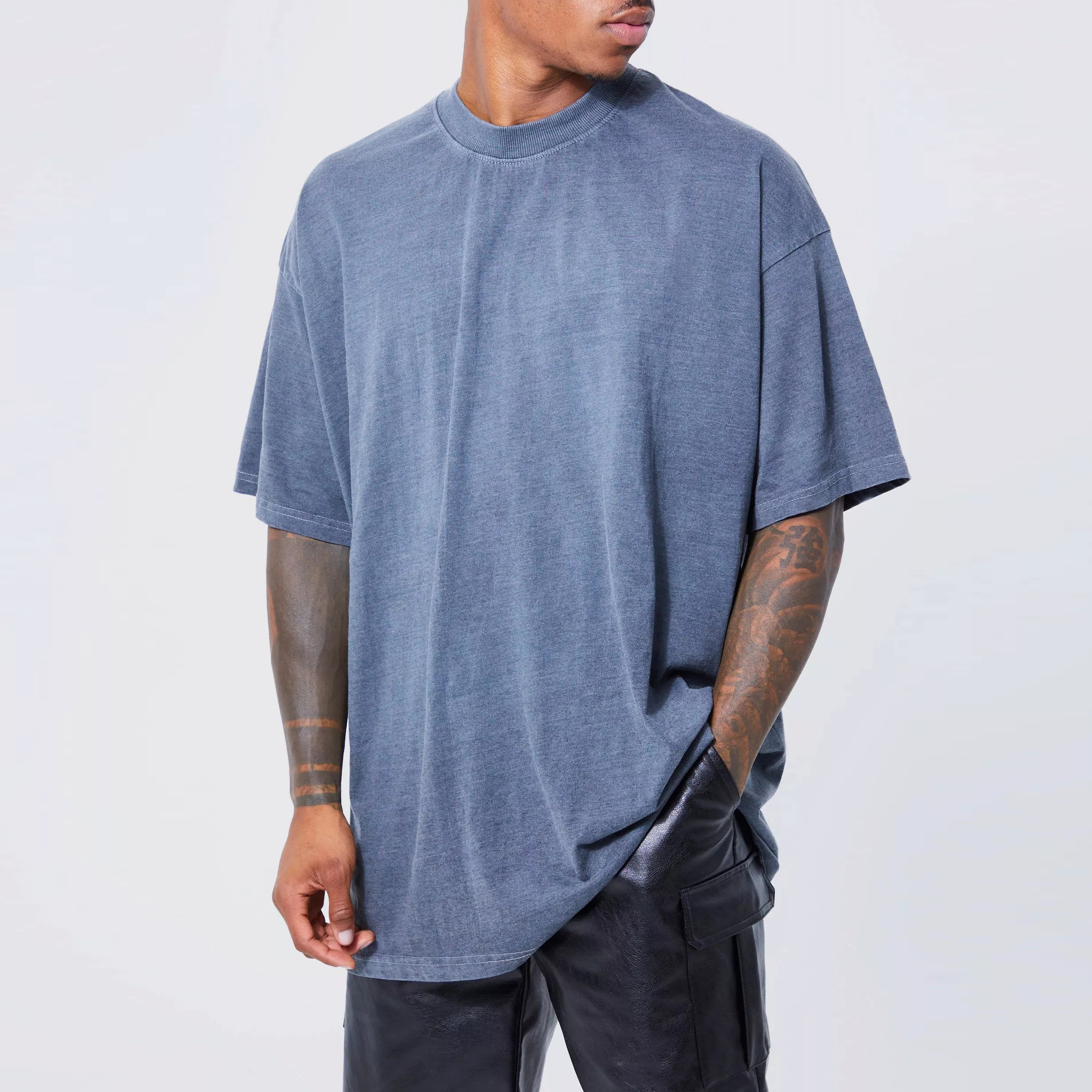 manufacture high quality summer streetwear stone acid washed oversized men t-shirt