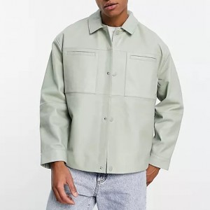 manufacture lightweight high quality blank pockets oversized leather windbreaker men jackets