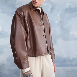 wholesale custom blank high quality oversized windbreaker fashion men leather jacket