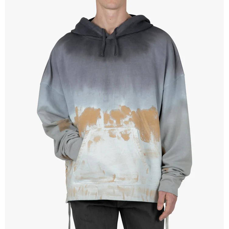 pasgemaakte hoë kwaliteit 100% katoen straatklere-daskleurstofontwerp, groot mans-hoodies