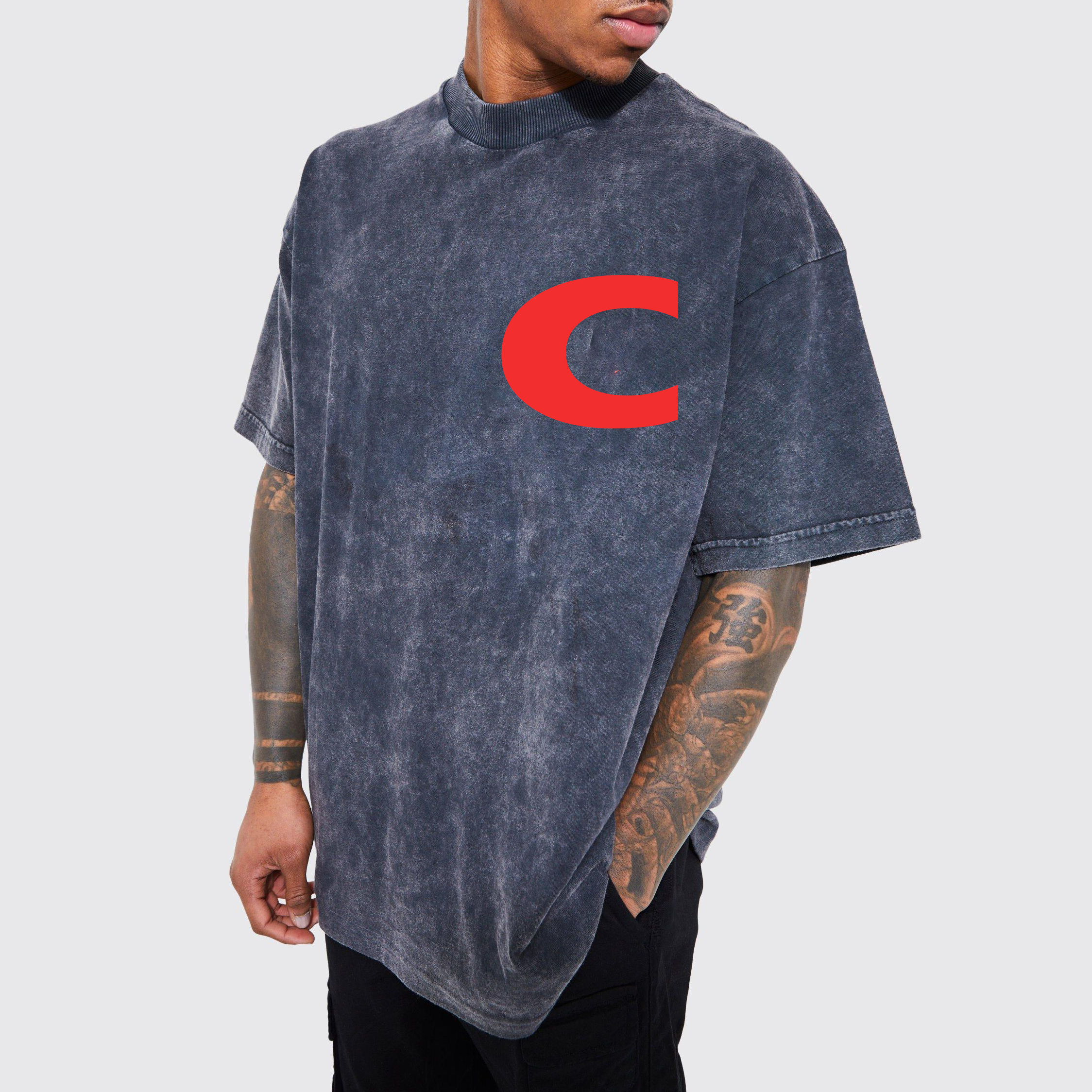 custom logo loose streetwear high quality oversized heavyweight acid washed t shirt for men