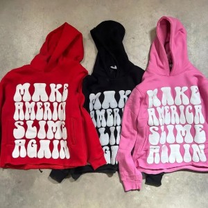 manufacture high quality cropped high quality no string oversized men puff print hoodies