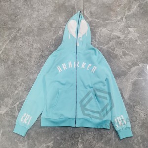 wholesale high quality 3d puff print full zip up hoodies for men