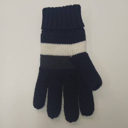 Winter knitted multi color gloves with black lining.