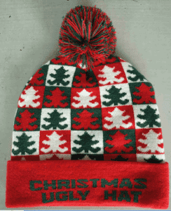 Adult unisex christmas jacquard double layers hat with pompom