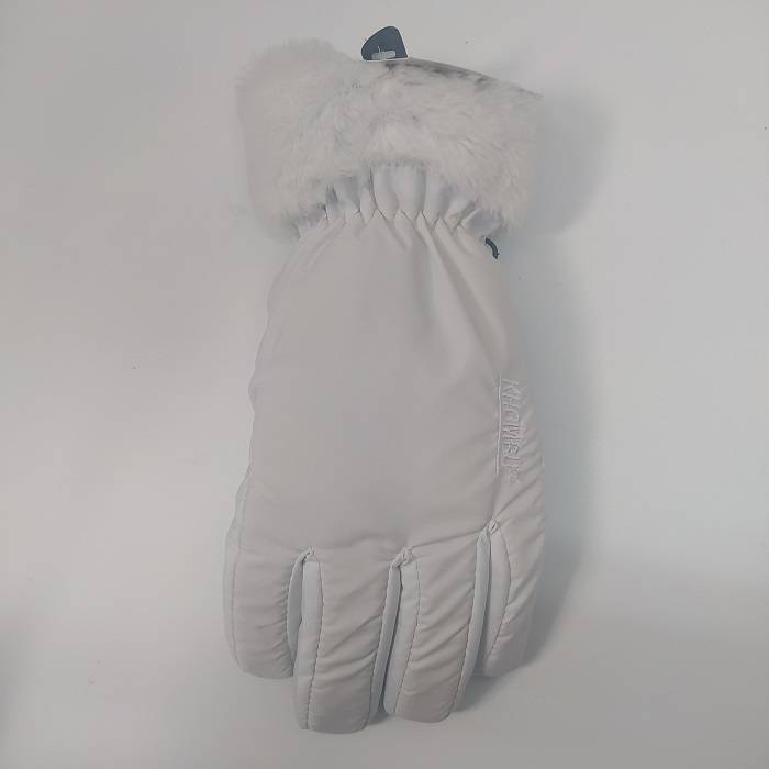 White adult ski gloves with rayon