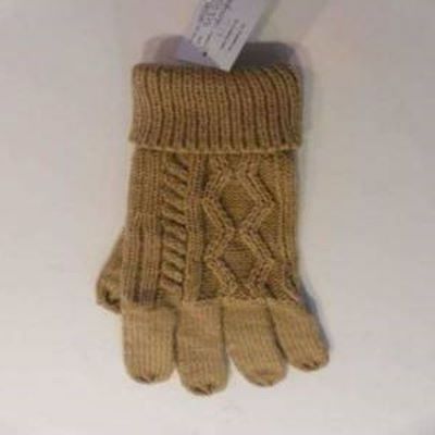 Winter knitted cuffed cable gloves of yellow.