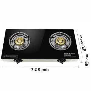 Commercial Tempered Glass Table Top 2 Burner Gas Cooker