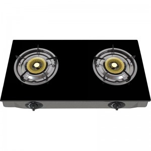 Durable gas cooker with tempered glass surface