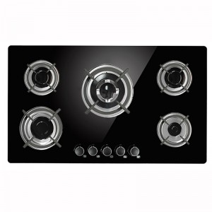 Built-in 90cm 5 burners 8mm glass gas cooktop