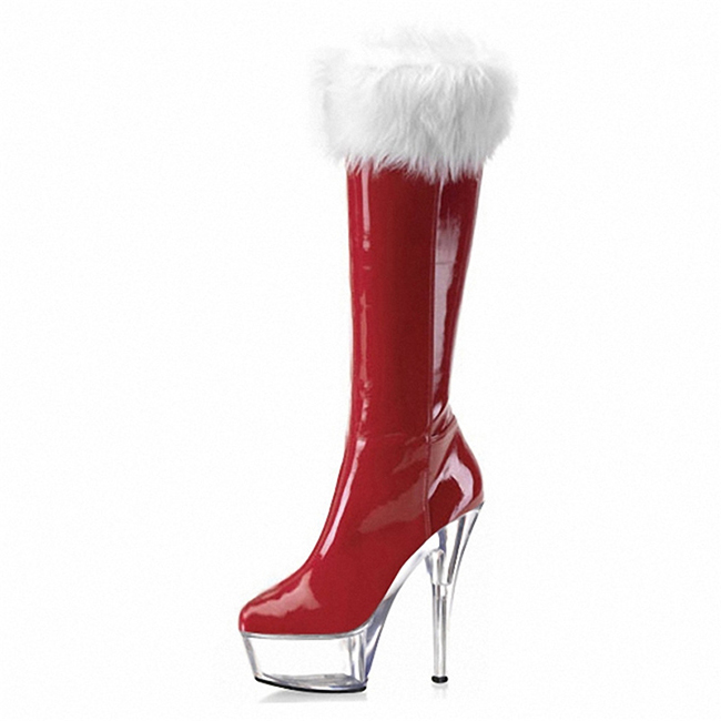 red platform fur boots