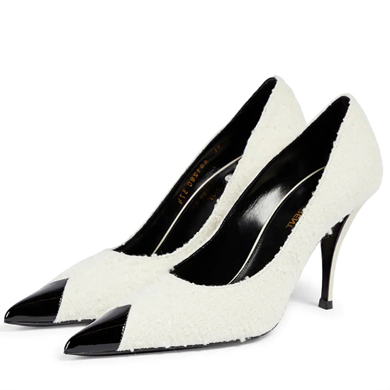 New Spring and Autumn 2022 Saint Laurent vestper tweed 9cm high heels stock ones
