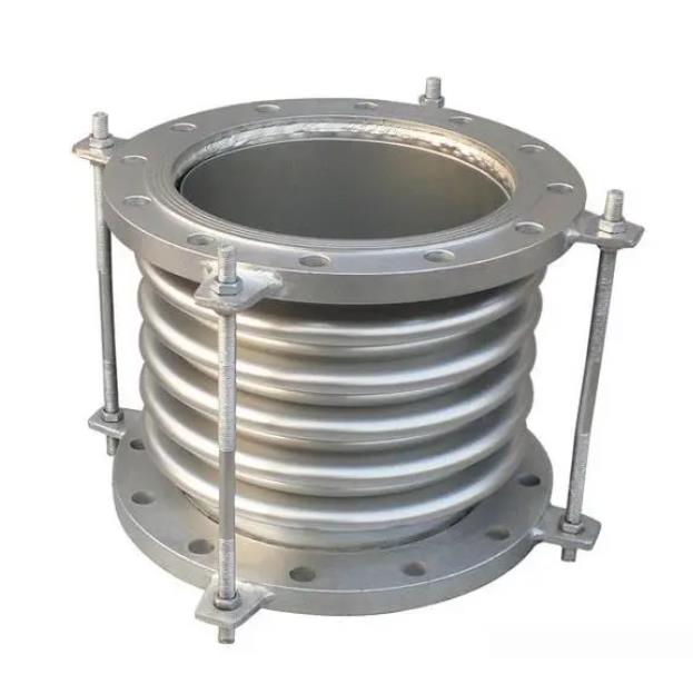 Flange type metal expansion joint with limit tie rod