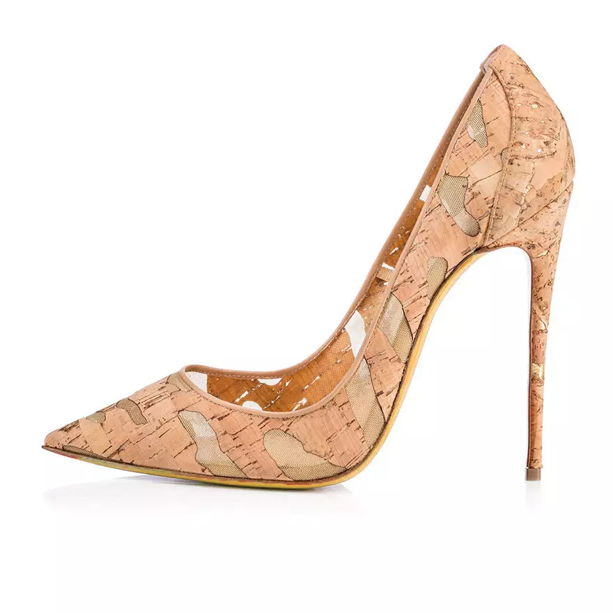 Eco-friend Apricot Wood Pattern Printing Pointed Toe High Pumps1
