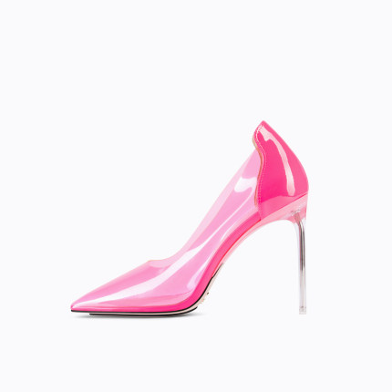 PVC transparent pointed toe high-heel crystal women’s shoes