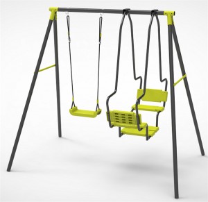 China wholesale Double Seat Wooden Swing Supplier –  XNS054 Big Kids Outdoor Playground Mental Multiplayer Swing Set Cherry II – Xiunan