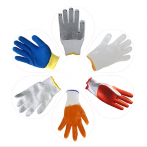 wholesale safety protective cotton canvas rubber working gloves