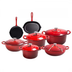 wholesale high quality factory price enameled cast iron Dutch oven frying pan comal bakeware cookware for kitchen and outdoor camping