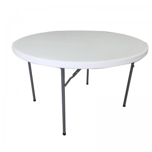 4ft Half Fold Round Portable White HDPE Folding Table with Handle 4 ft round table