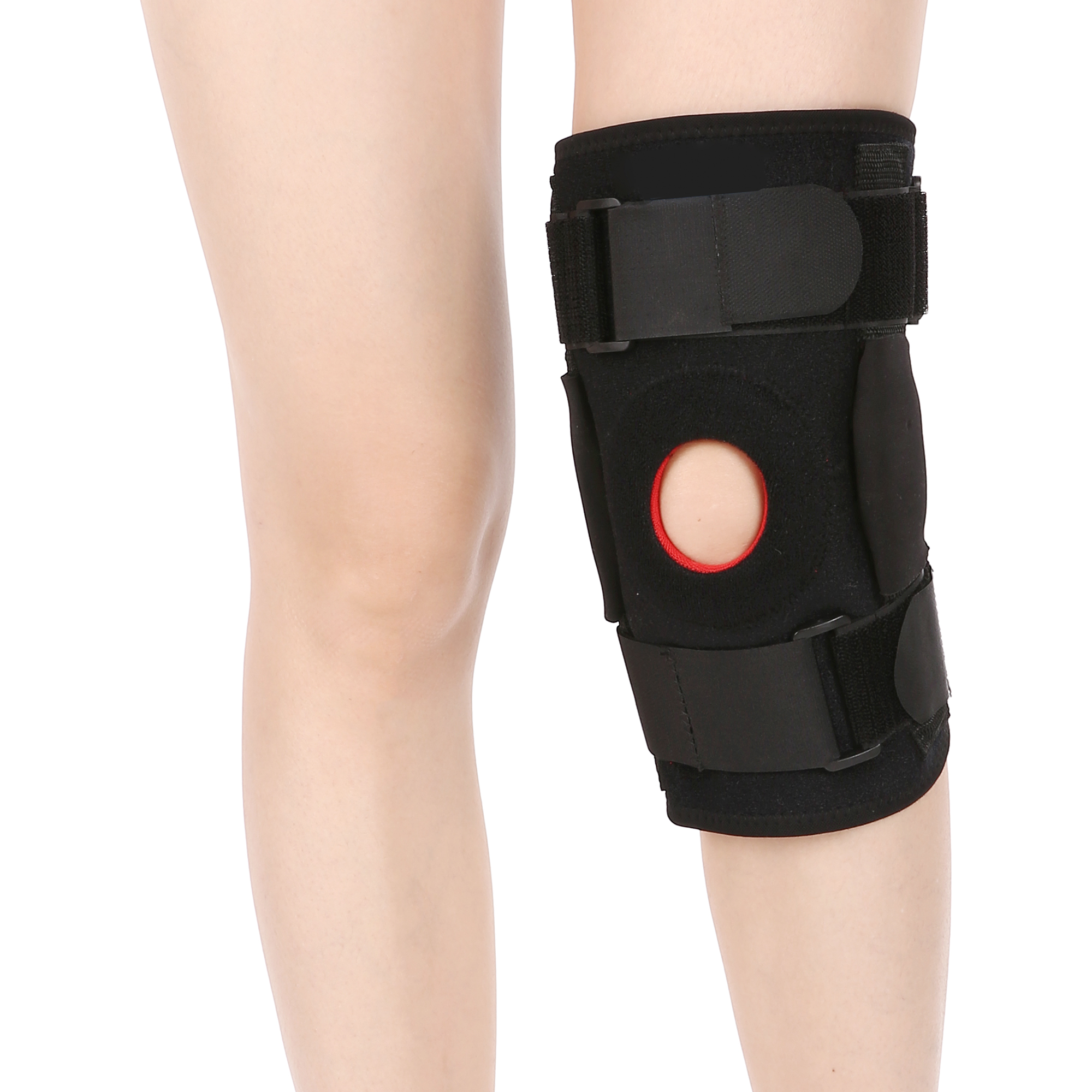Adjustable Hinged Knee Support with Removable Side Stabilizers
