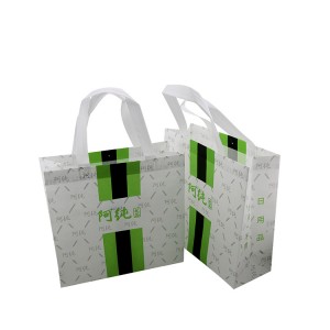 Wholesale custom brand logo printed white pp laminated non woven textile recycled handled shopping bag