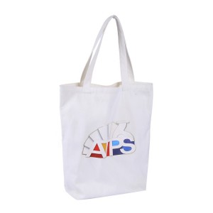 Custom printed cotton canvas shopping shoulder tote bag with pocket